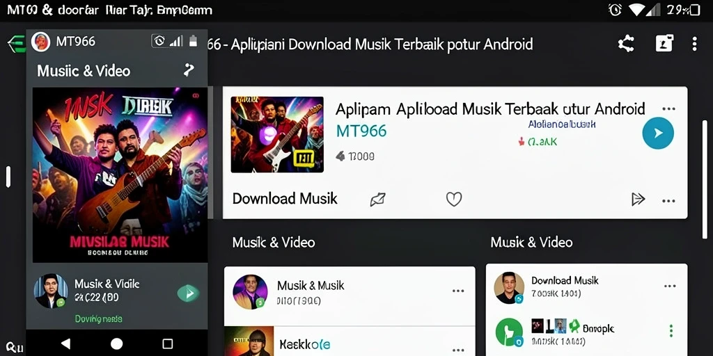 Antarmuka MT966 yang sederhana untuk download musik dengan mudah.