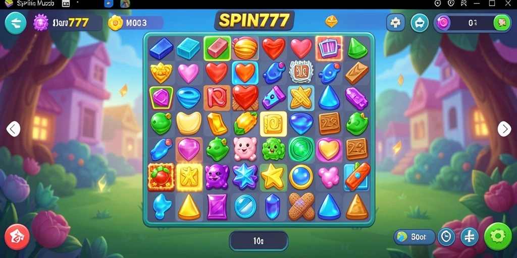 Tampilan antarmuka permainan SPIN777 dengan elemen Puzzle Match-3 yang menarik.